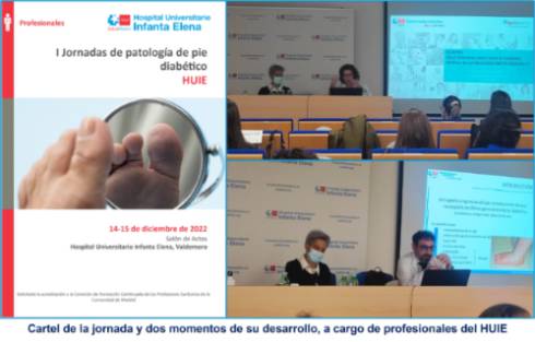 2023 01 23 Cartel de la jornada y dos momentos de su desarrollo, a cargo de profesionales del HUIE