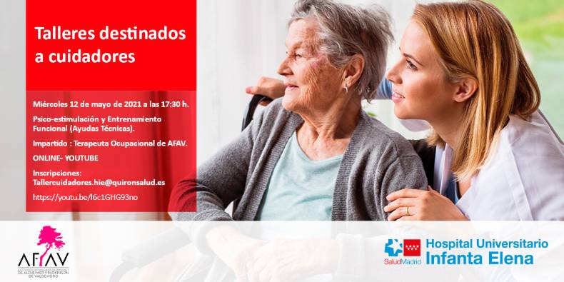 Post Twitter Talleres destinados a cuidadores HUIE. Psicoestimulación y entrenamiento funcional (ayudas técnicas)